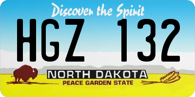 ND license plate HGZ132