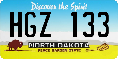 ND license plate HGZ133