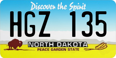 ND license plate HGZ135