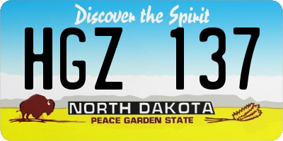 ND license plate HGZ137
