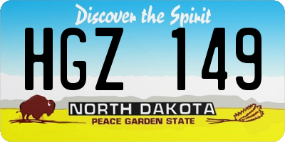 ND license plate HGZ149