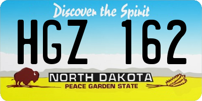 ND license plate HGZ162