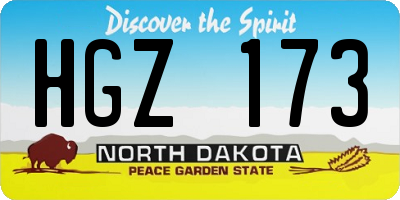 ND license plate HGZ173