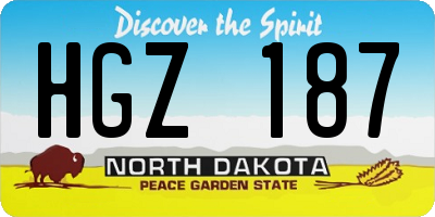ND license plate HGZ187
