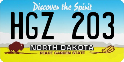 ND license plate HGZ203