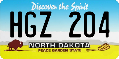 ND license plate HGZ204
