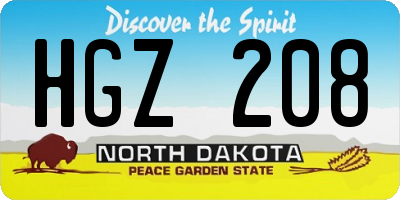 ND license plate HGZ208