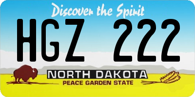 ND license plate HGZ222