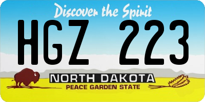 ND license plate HGZ223