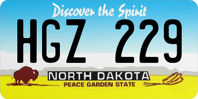 ND license plate HGZ229