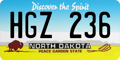 ND license plate HGZ236