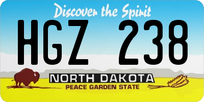 ND license plate HGZ238