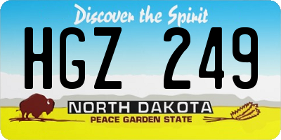ND license plate HGZ249