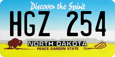 ND license plate HGZ254