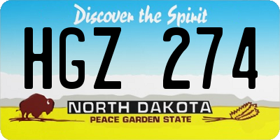 ND license plate HGZ274