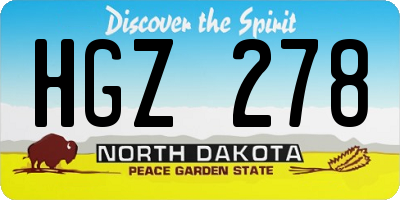 ND license plate HGZ278