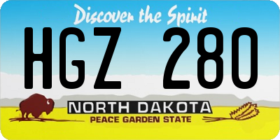 ND license plate HGZ280