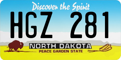 ND license plate HGZ281