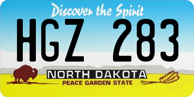 ND license plate HGZ283