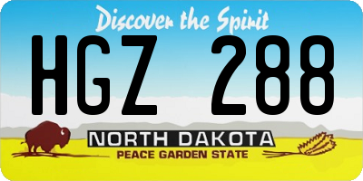 ND license plate HGZ288