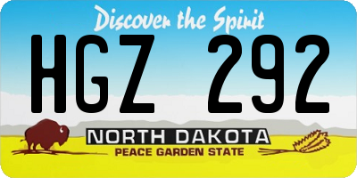 ND license plate HGZ292