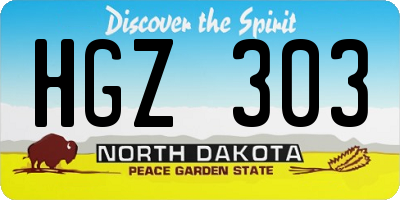 ND license plate HGZ303
