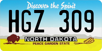ND license plate HGZ309