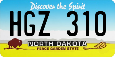 ND license plate HGZ310