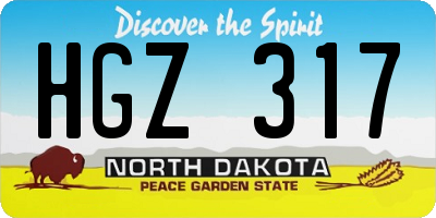 ND license plate HGZ317