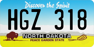 ND license plate HGZ318