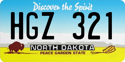 ND license plate HGZ321