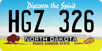 ND license plate HGZ326