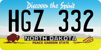 ND license plate HGZ332
