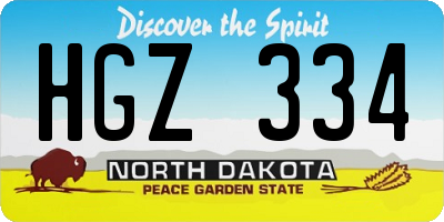 ND license plate HGZ334