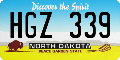 ND license plate HGZ339