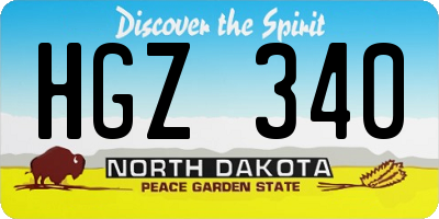ND license plate HGZ340