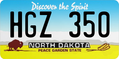 ND license plate HGZ350