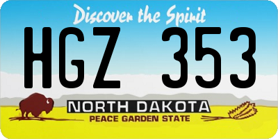 ND license plate HGZ353