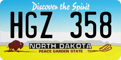 ND license plate HGZ358
