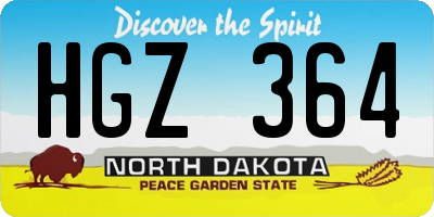 ND license plate HGZ364