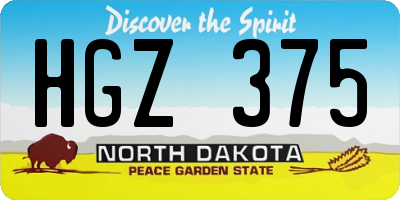 ND license plate HGZ375