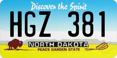 ND license plate HGZ381