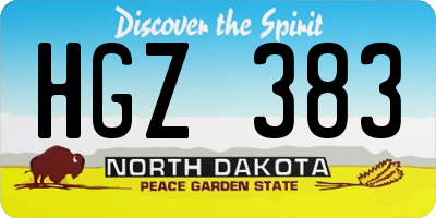ND license plate HGZ383