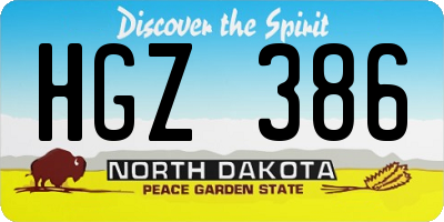 ND license plate HGZ386