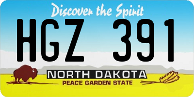 ND license plate HGZ391