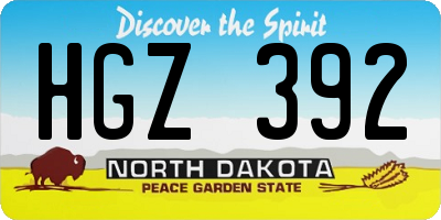 ND license plate HGZ392