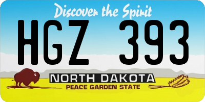 ND license plate HGZ393
