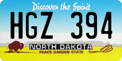 ND license plate HGZ394
