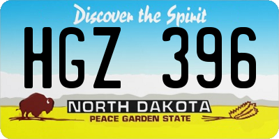 ND license plate HGZ396