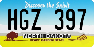 ND license plate HGZ397